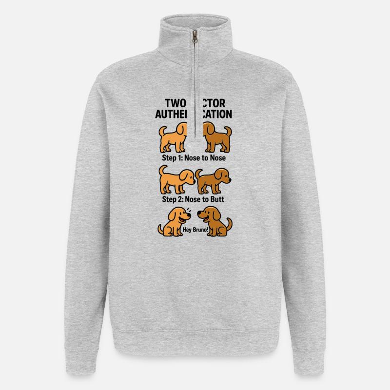 Two Factor Authentication Hunde - Quarter-Zip-Sweatshirt - Grau meliert