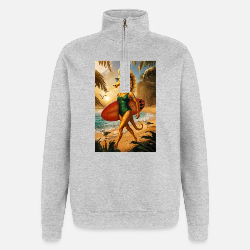 Surfer Humanoides Seepferdchen - Quarter-Zip-Sweatshirt - Grau meliert