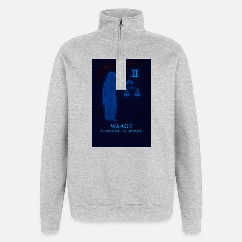 Waage Sternzeichen mit Justitia-Symbol - Quarter-Zip-Sweatshirt - Grau meliert