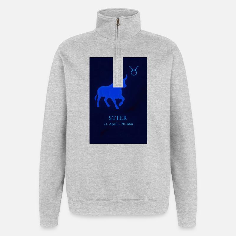 Sternzeichen Stier Design - Quarter-Zip-Sweatshirt - Grau meliert