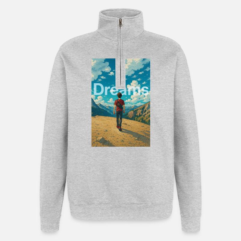 Träumer in den Bergen - Quarter-Zip-Sweatshirt - Grau meliert