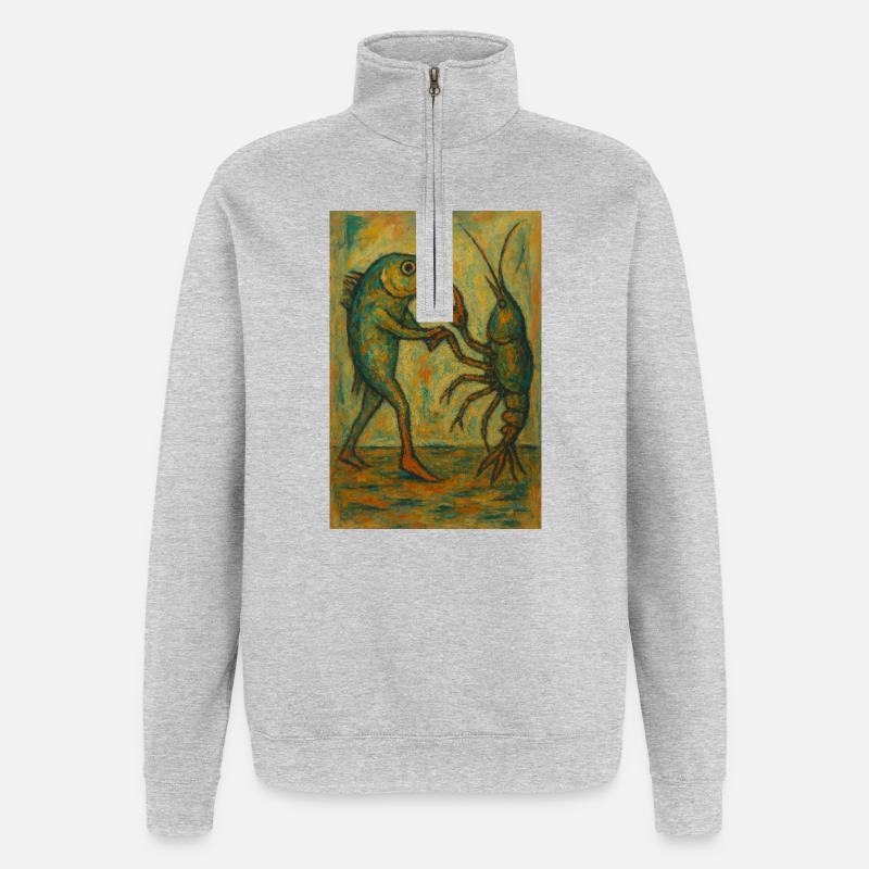 Abstrait Danse du poisson Impression d’art - Sweat à zip 1/4 - gris chiné