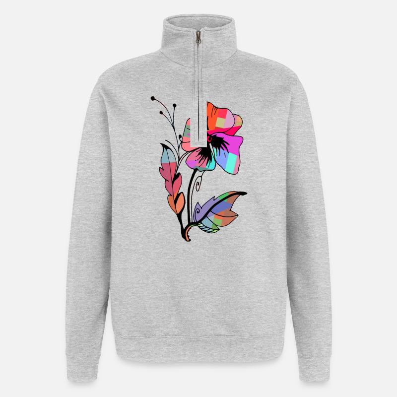 Blume - Quarter-Zip-Sweatshirt - Grau meliert