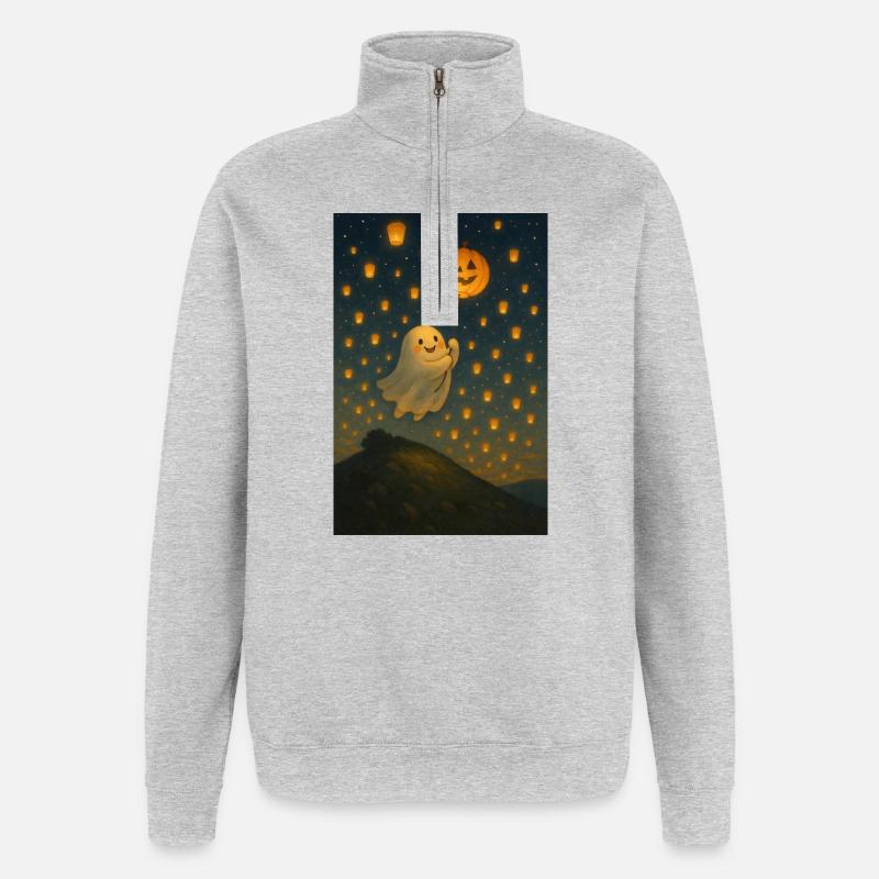 Halloween Süßer Geist - Quarter-Zip-Sweatshirt - Grau meliert