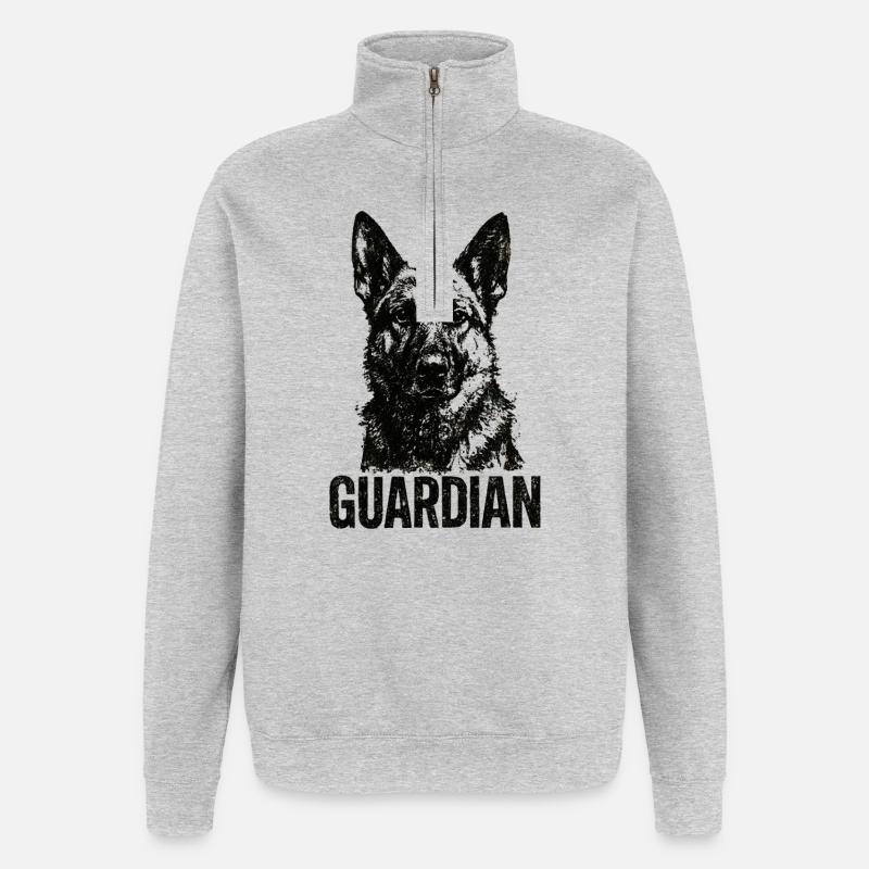 Deutscher Schäferhund - Wachhund - Quarter-Zip-Sweatshirt - Grau meliert