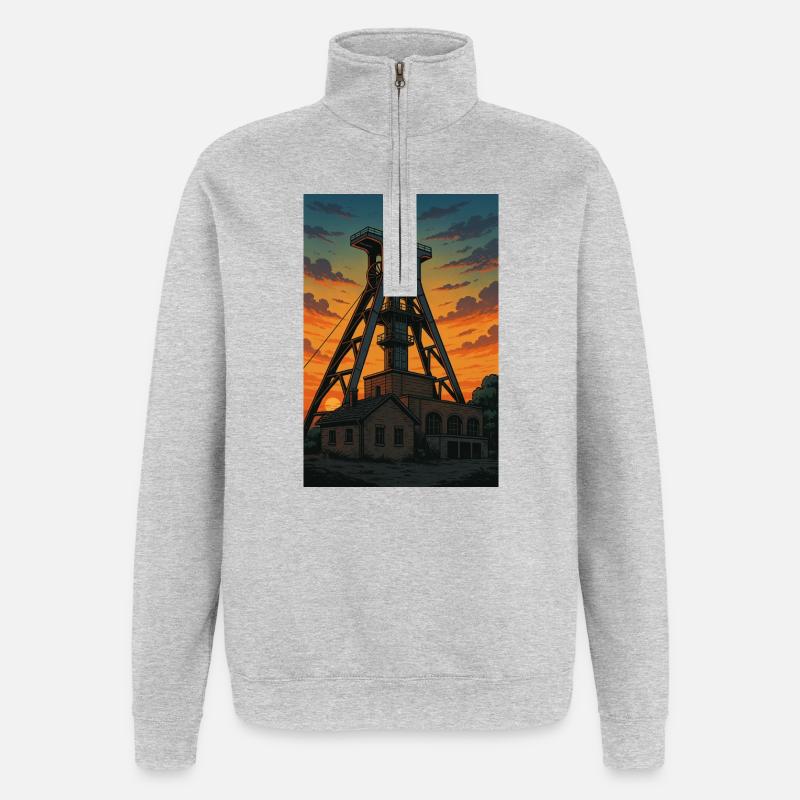 facture - Sweat à zip 1/4 - gris chiné