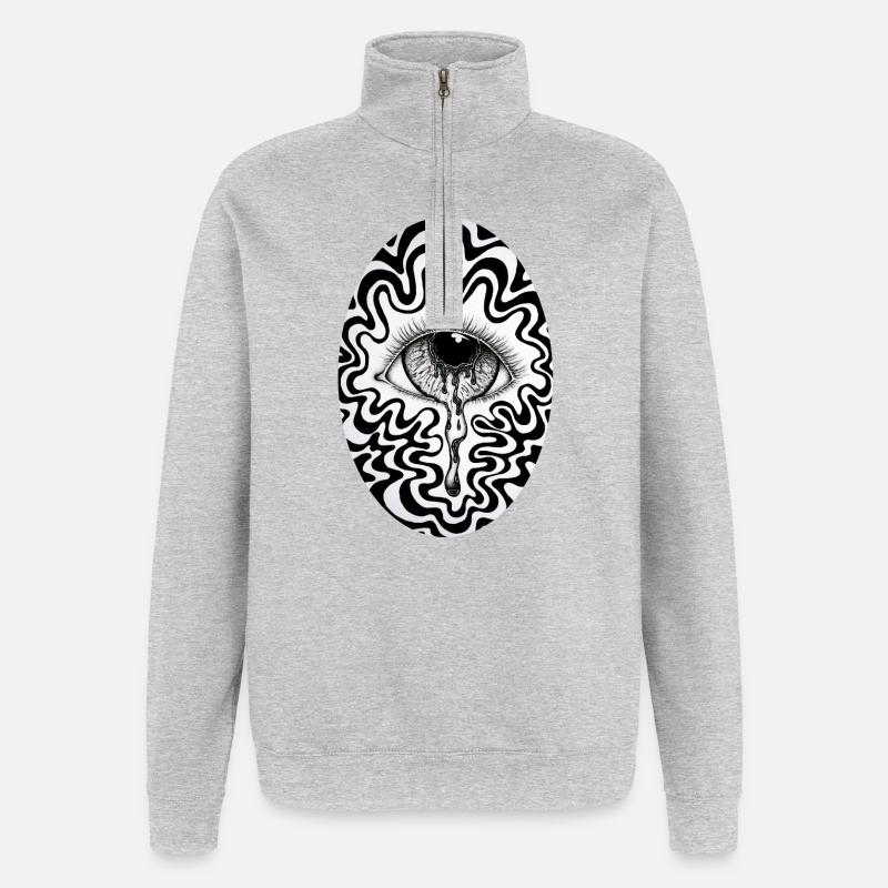 Oeil - Sweat à zip 1/4 - gris chiné