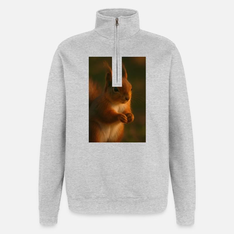 Tiere - Eichhörnchen - Quarter-Zip-Sweatshirt - Grau meliert