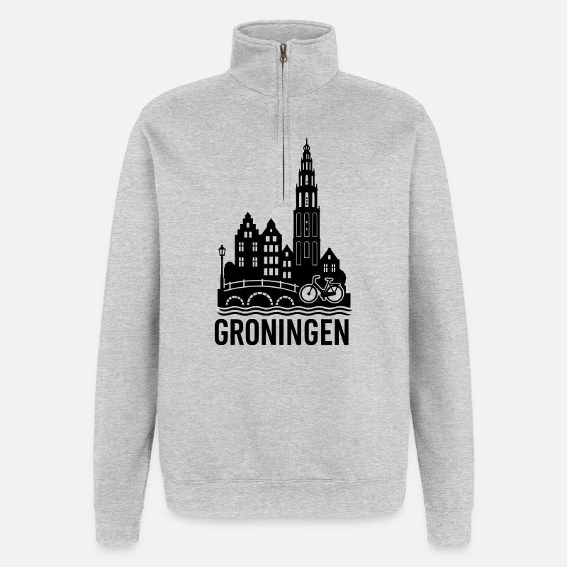 Silhouette de Groningue - Sweat à zip 1/4 - gris chiné