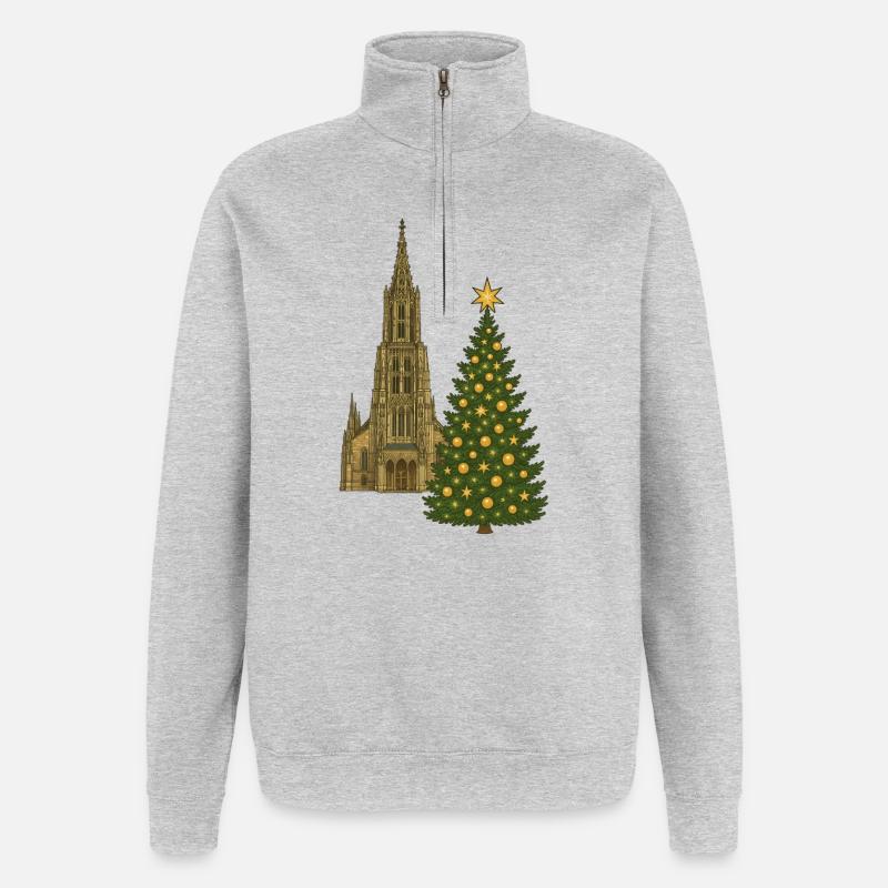 Marché de Noël d’Ulm | Cathédrale d’Ulm - Sweat à zip 1/4 - gris chiné