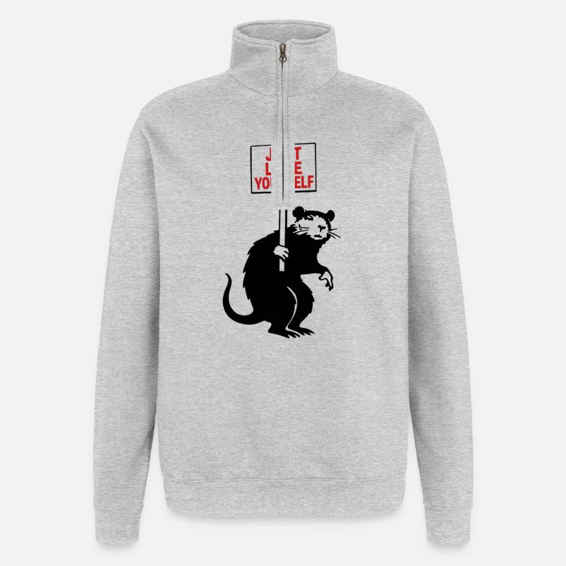 Aimez-vous simplement Signe d’amour de soi - Sweat à zip 1/4 - gris chiné