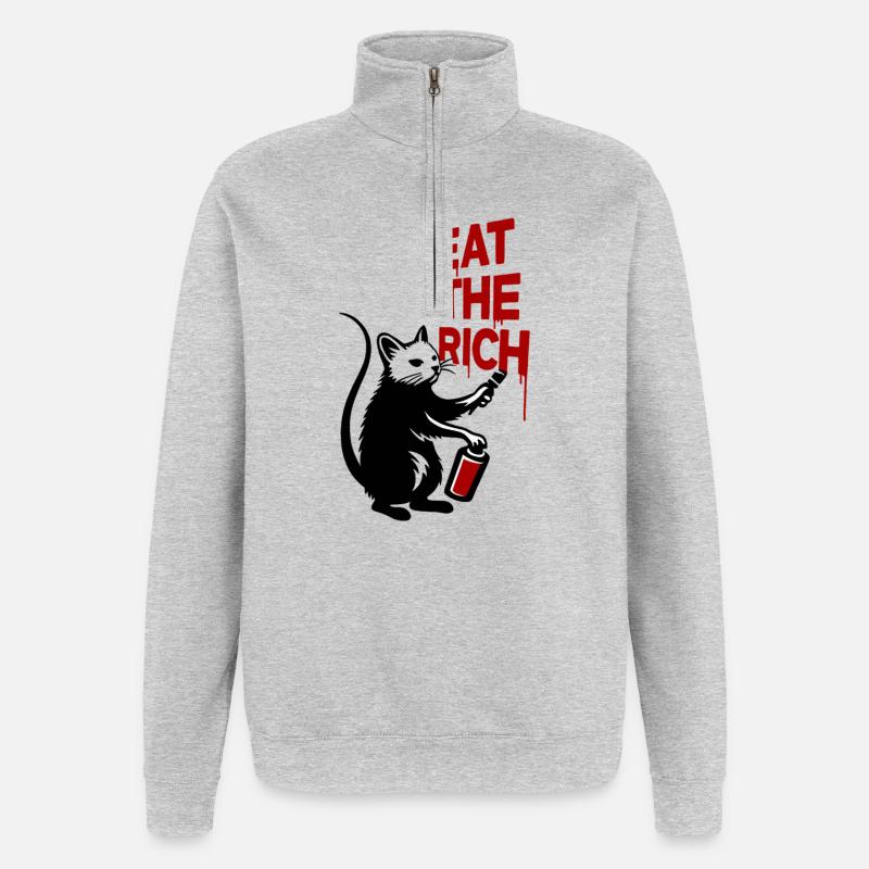 Protest chat graffiti imprimer - Sweat à zip 1/4 - gris chiné