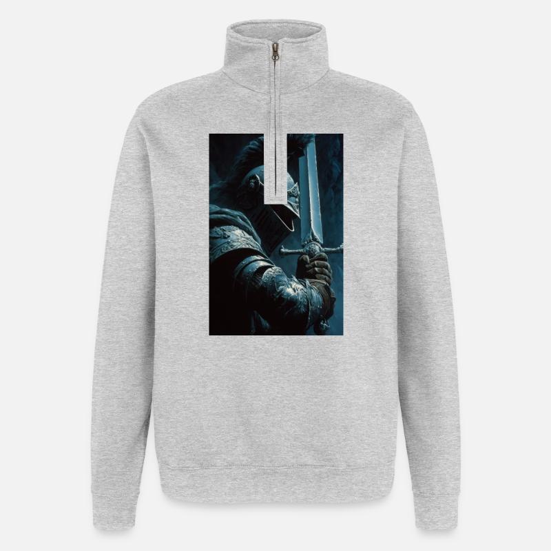 Chevalier Noir à l’épée d’argent - Sweat à zip 1/4 - gris chiné