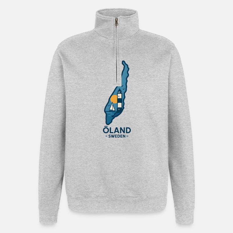 Phare d’Öland et coucher de soleil - Sweat à zip 1/4 - gris chiné