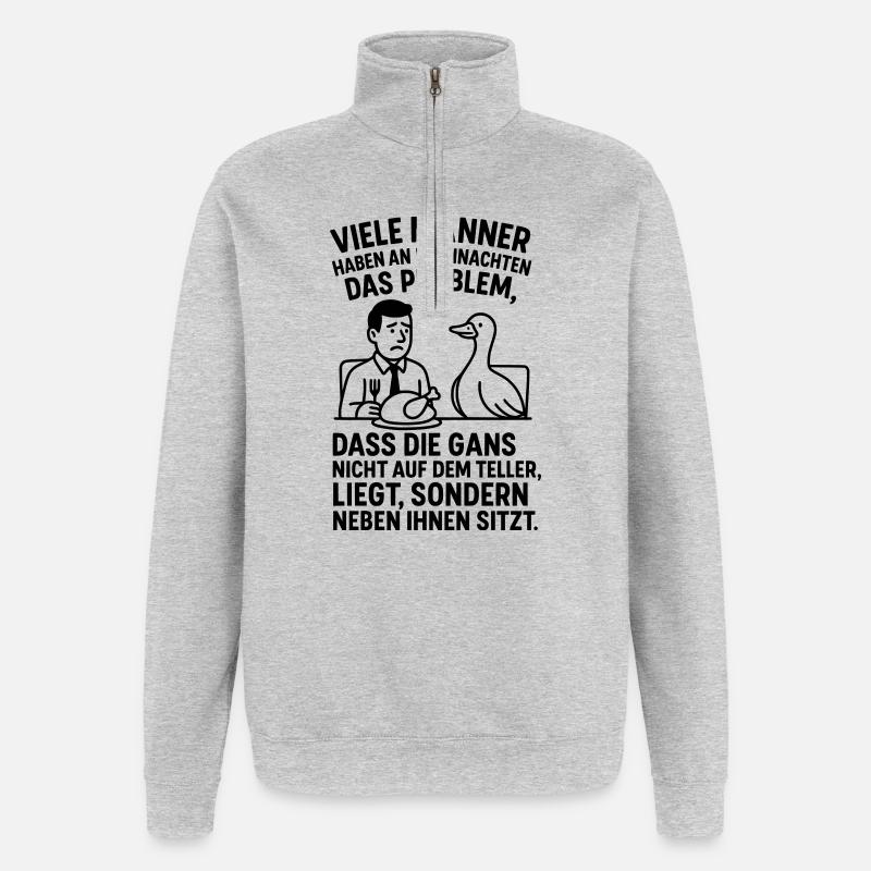gans weihnachten männer witz  - Quarter-Zip-Sweatshirt - Grau meliert