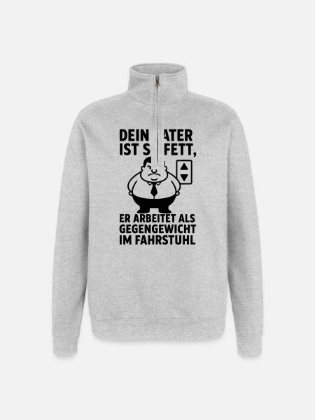 father fat joke obese - Quarter-Zip Sweatshirt - heather grey