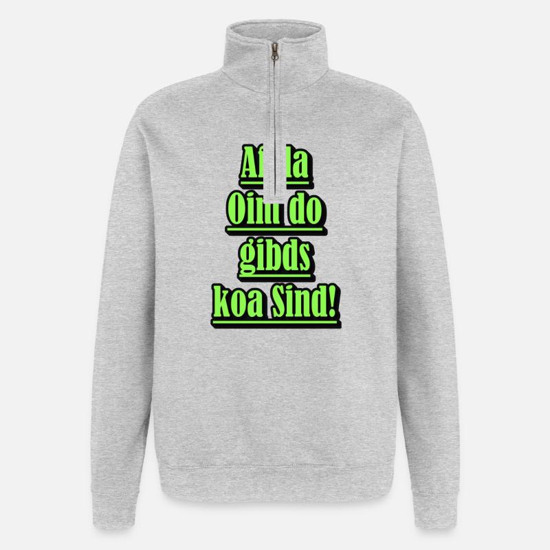 Dialecte néon Diction verte - Sweat à zip 1/4 - gris chiné