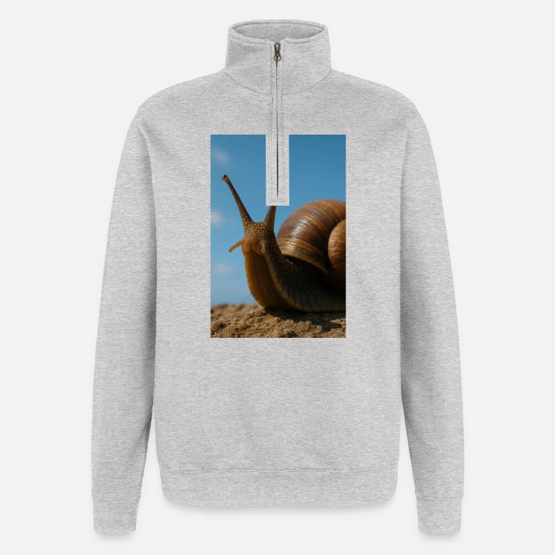 Hintergrund der Schnecke am Strand - Quarter-Zip-Sweatshirt - Grau meliert