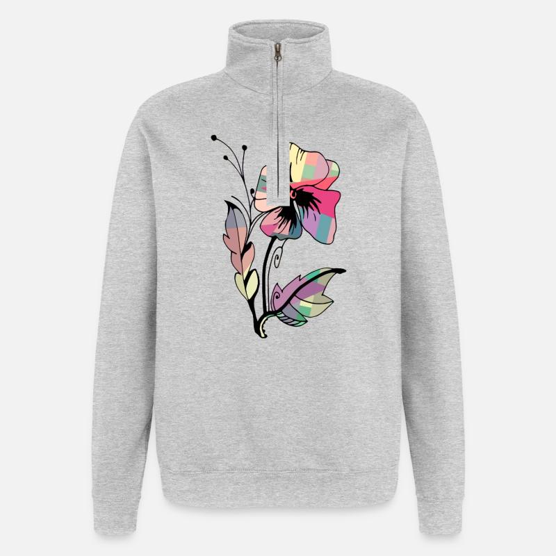 Blume - Quarter-Zip-Sweatshirt - Grau meliert