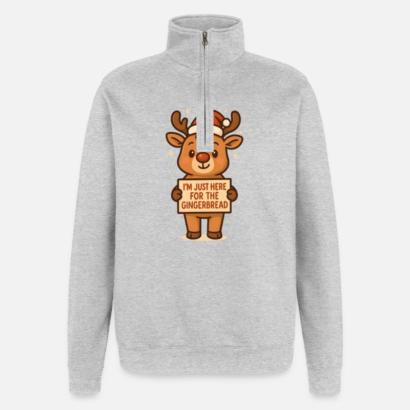 Lebkuchenmann Lebkuchen Lebkuchenmänner Geschenk - Quarter-Zip-Sweatshirt - Grau meliert