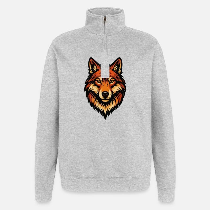 Stylized Fox Head Illustration - Quarter-Zip Sweatshirt - heather grey