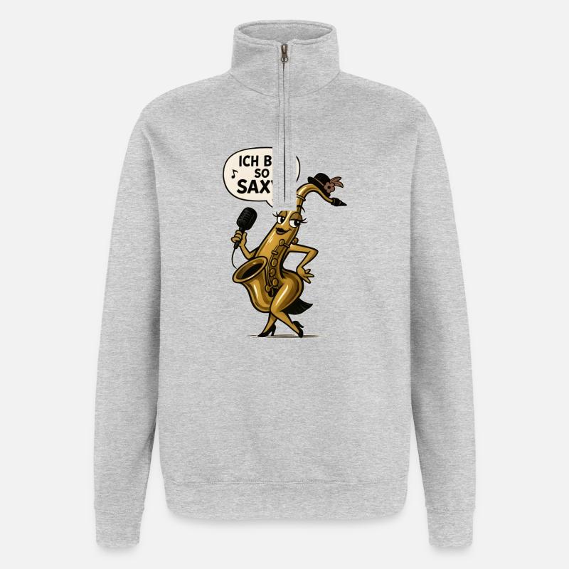 I'm So Saxy – Saxophone Diva - Sweat à zip 1/4 - gris chiné