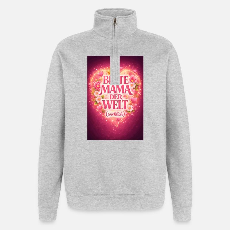 Beste Mama Der Welt Wirklich - Quarter-Zip-Sweatshirt - Grau meliert