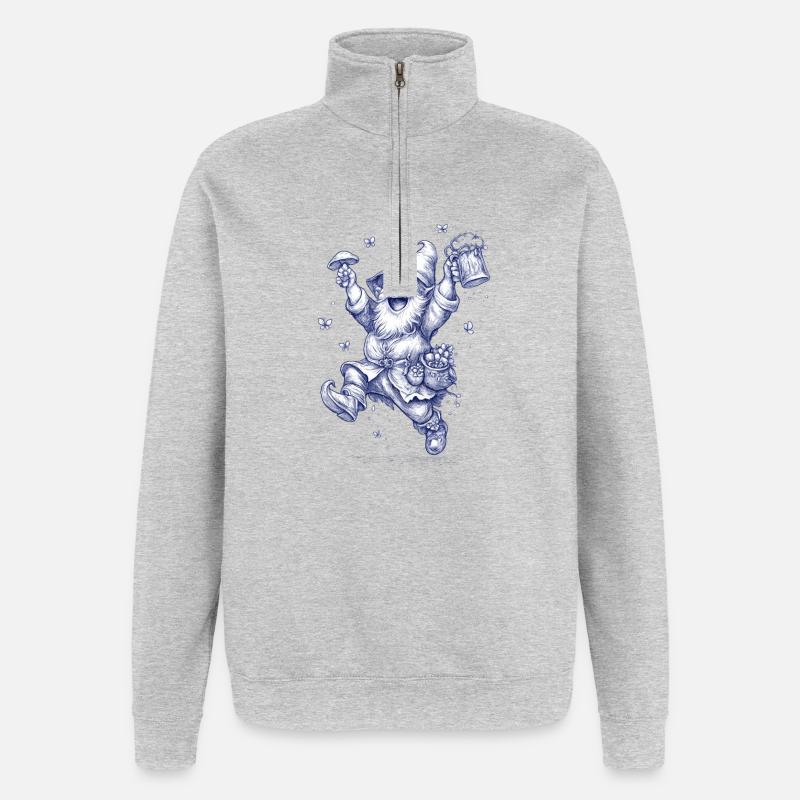 Gnom mit Bierkrug Jubelfest - Quarter-Zip-Sweatshirt - Grau meliert