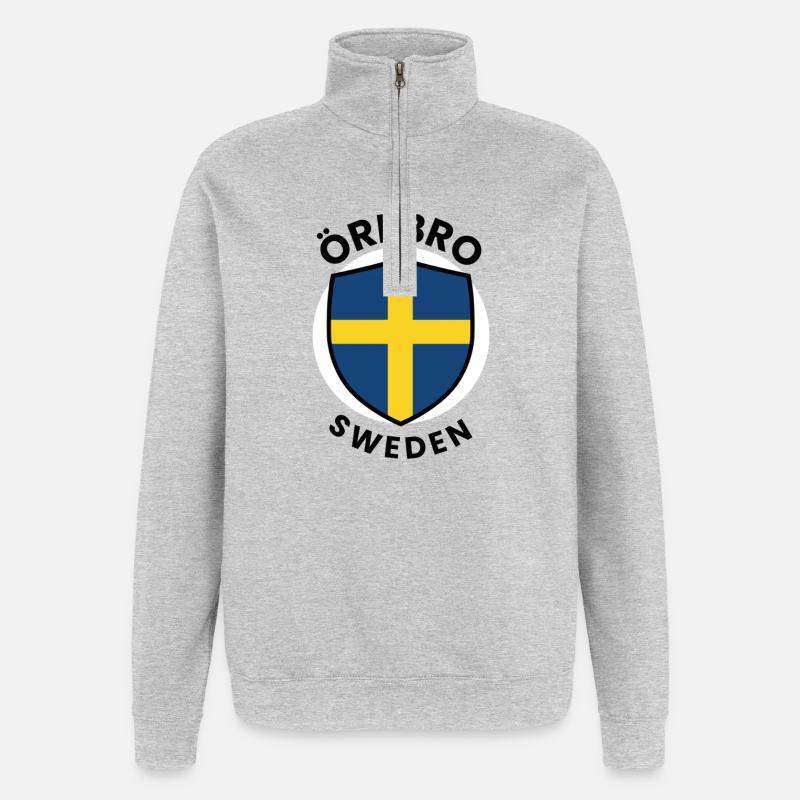 Drapeau du Bouclier d’Örebro Suède - Sweat à zip 1/4 - gris chiné