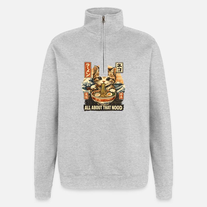 Ramen - Quarter-Zip-Sweatshirt - Grau meliert