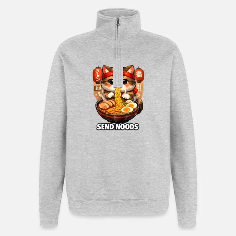 Ramen - Sweat à zip 1/4 - gris chiné