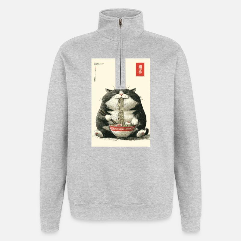Neko-Nudelfest - Quarter-Zip-Sweatshirt - Grau meliert