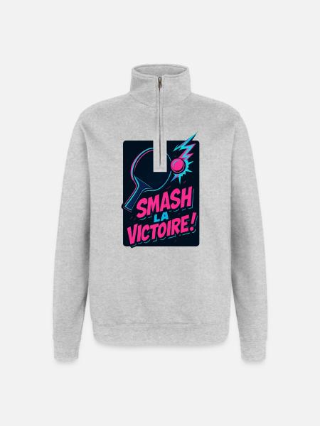 Smash the victory! Ping Pong - Quarter-Zip Sweatshirt - heather grey