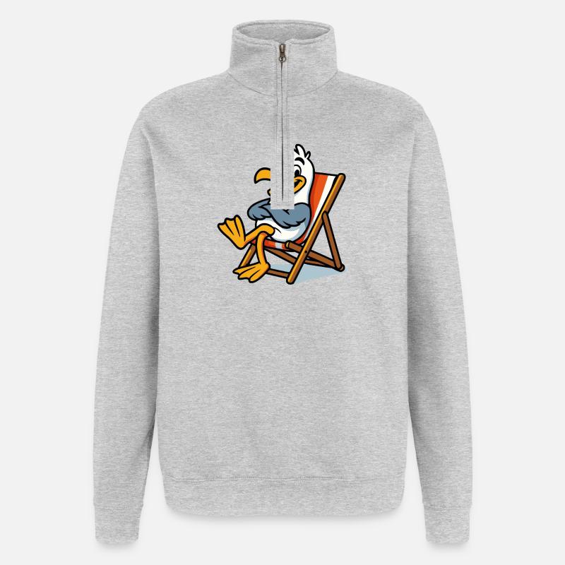 Lounge-Seemöwe am Strand - Quarter-Zip-Sweatshirt - Grau meliert