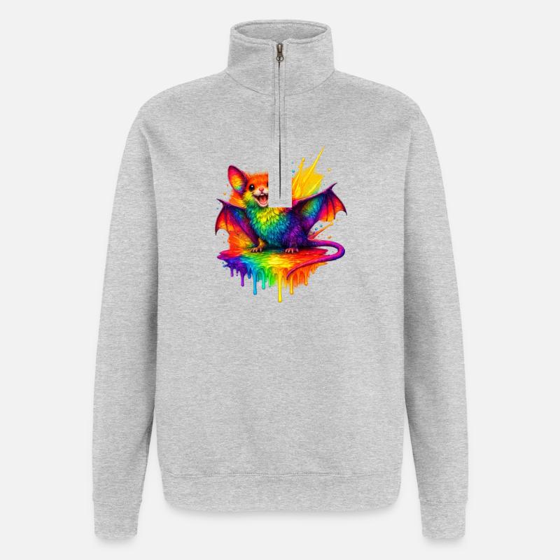 Rainbow Bat Splash - Quarter-Zip Sweatshirt - heather grey