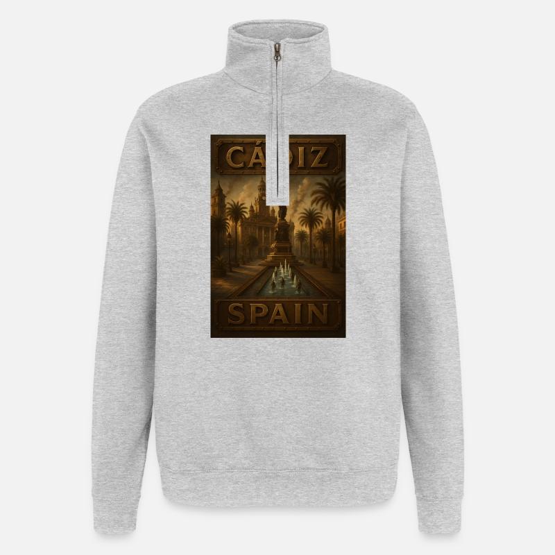 Cádiz Spanien – Steampunk Bronze Reiseposter - Quarter-Zip-Sweatshirt - Grau meliert
