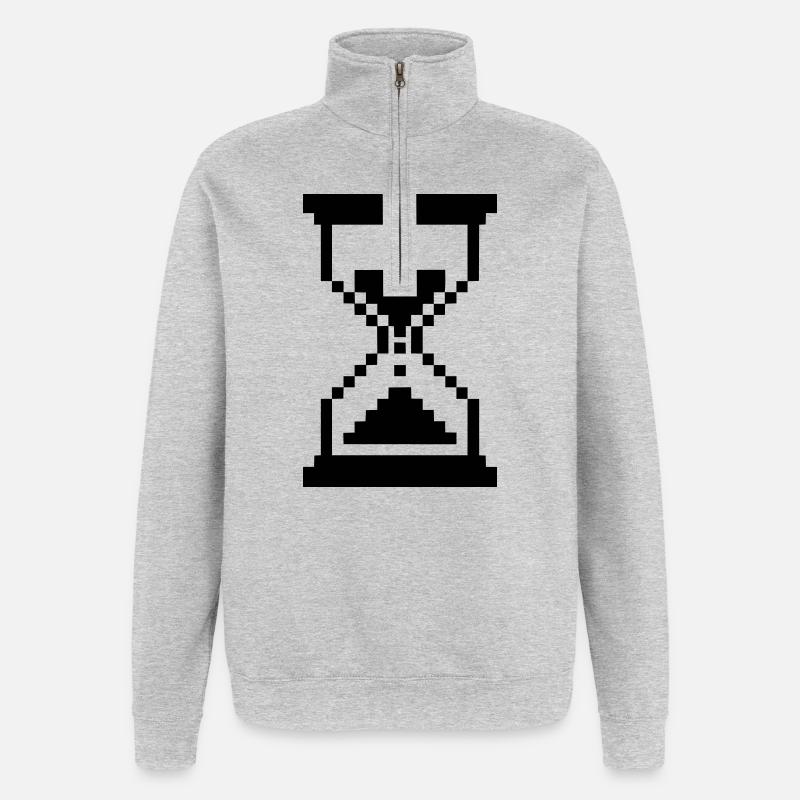Pixel Hourglass Loading Icon - Quarter-Zip Sweatshirt - heather grey