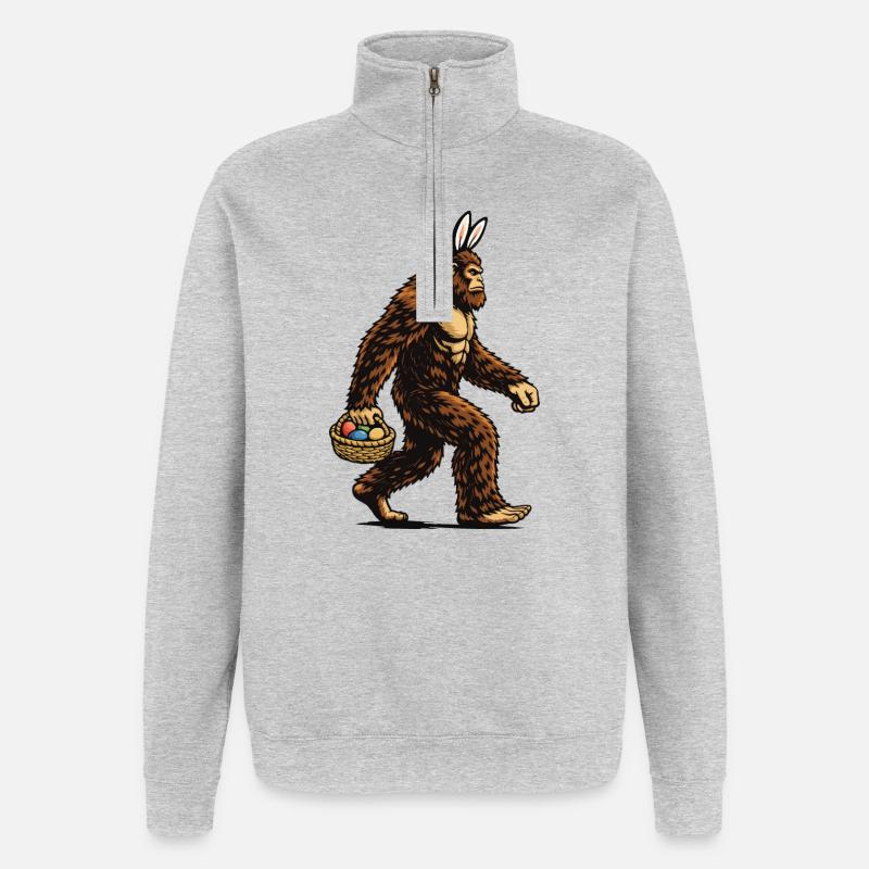 Bigfoot Easter Eggs Funny Sasquatch Hunter - Quarter-Zip Sweatshirt - heather grey