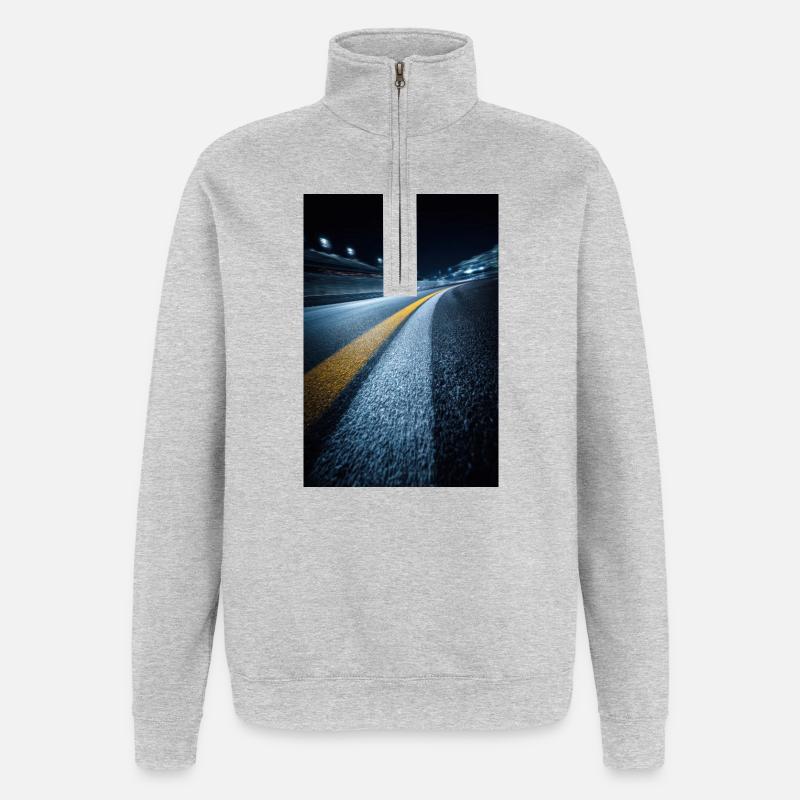 Mitternachts-Streckenhorizont - Quarter-Zip-Sweatshirt - Grau meliert