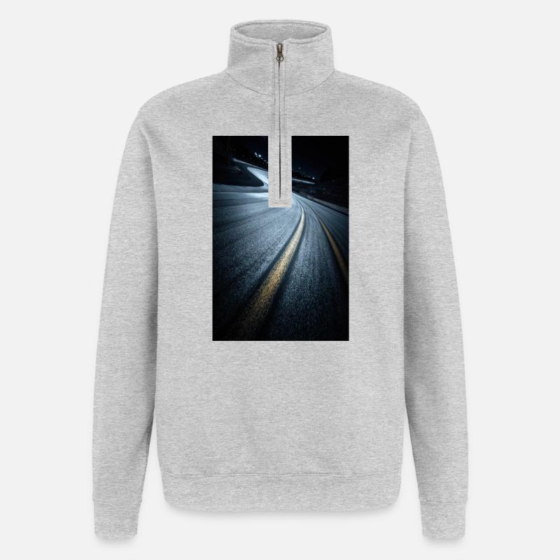 Courbe de course nocturne - Sweat à zip 1/4 - gris chiné