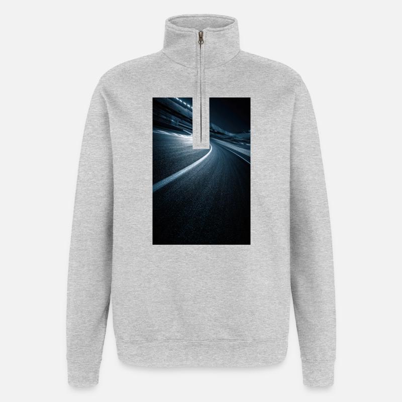 Neonkurve Mitternachtsstraße - Quarter-Zip-Sweatshirt - Grau meliert