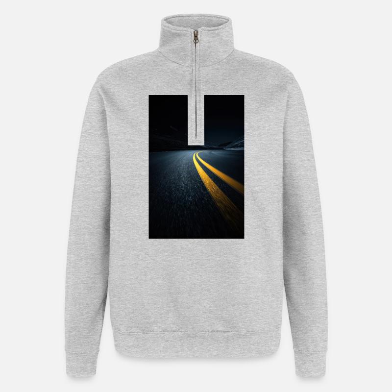 Perspective de la route de minuit - Sweat à zip 1/4 - gris chiné