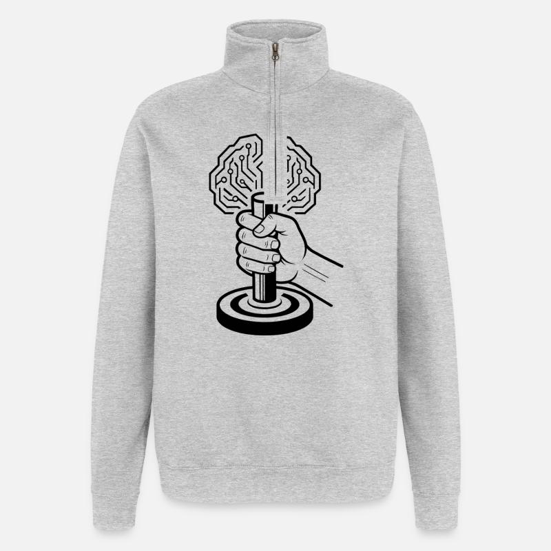 Digital Brain Cyborg Artificial Intelligence - Quarter-Zip Sweatshirt - heather grey