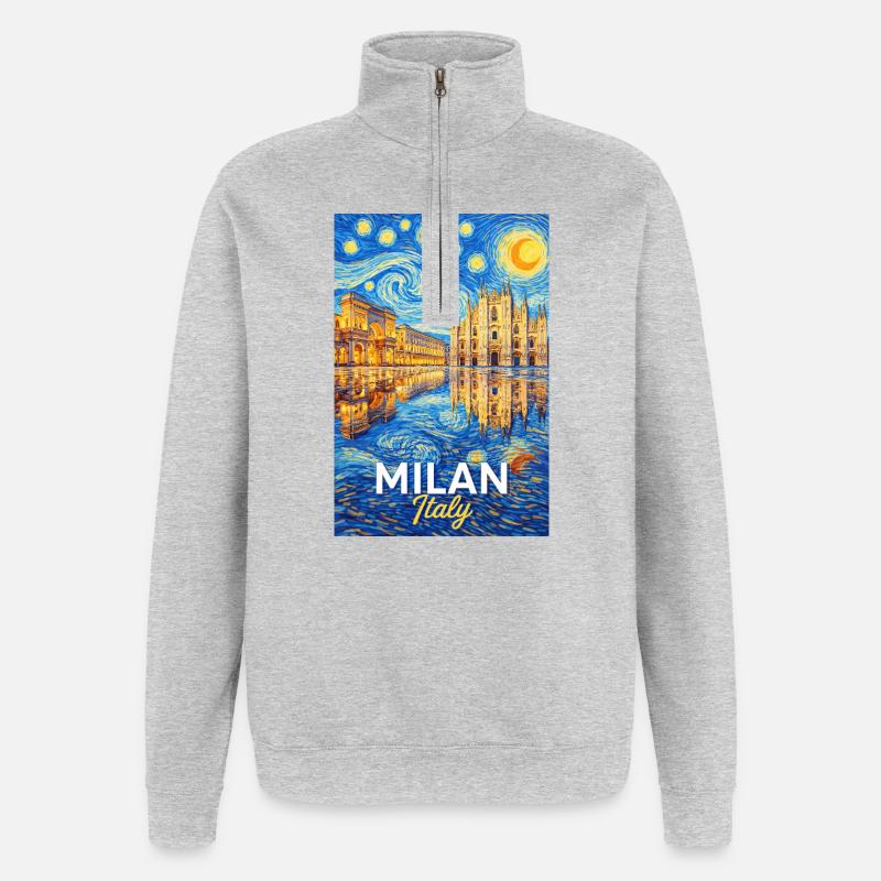 Mailand, Italien. - Quarter-Zip-Sweatshirt - Grau meliert