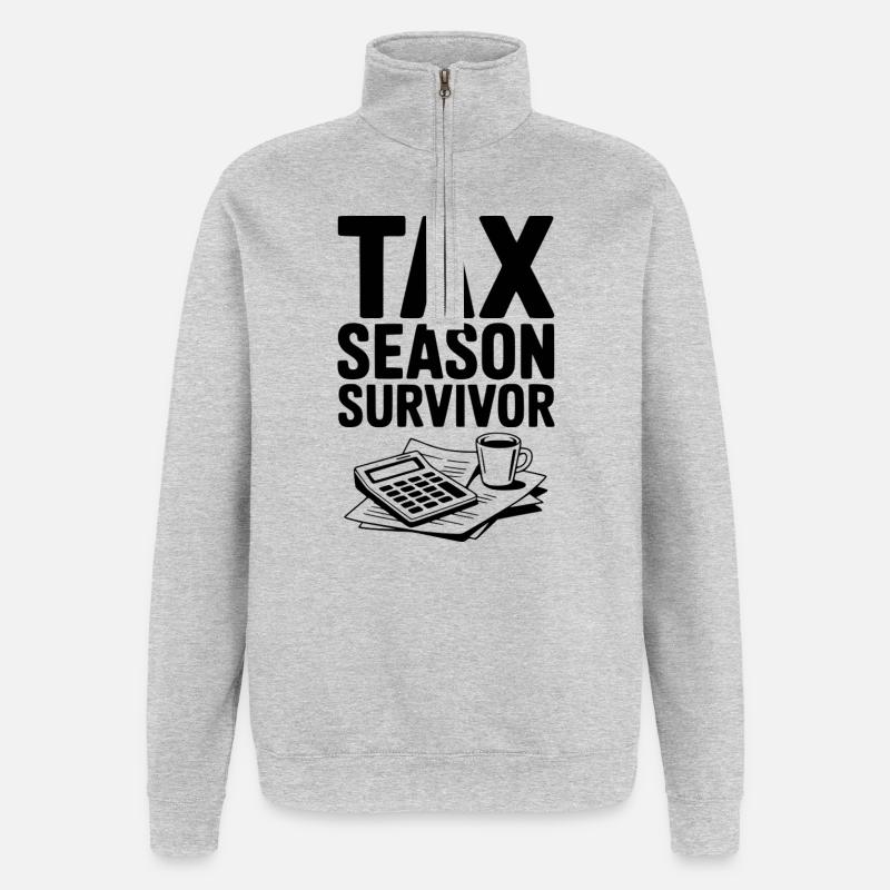Survivant de la saison des impôts - Sweat à zip 1/4 - gris chiné