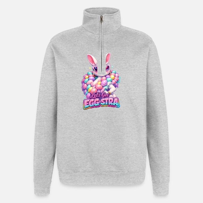 Ostern Lets Get Egg-stra - Quarter-Zip-Sweatshirt - Grau meliert