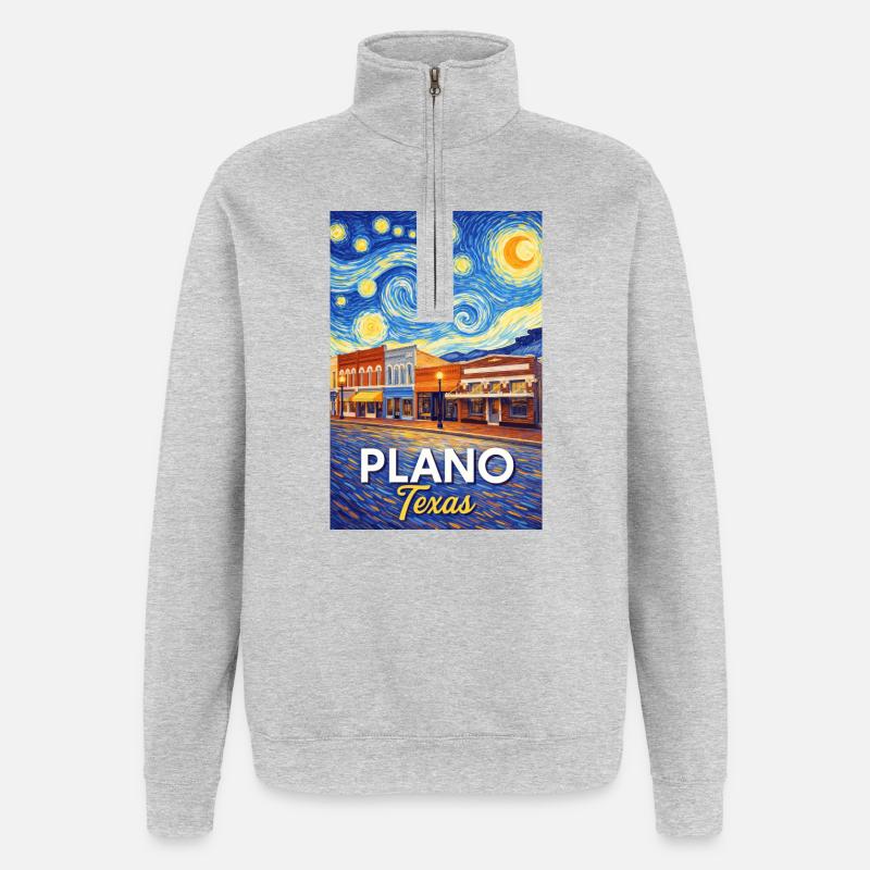Plano, Texas - Sweat à zip 1/4 - gris chiné