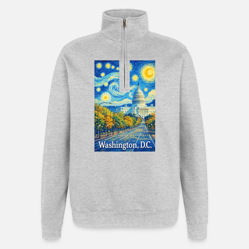 Washington, D.C. - Sweat à zip 1/4 - gris chiné