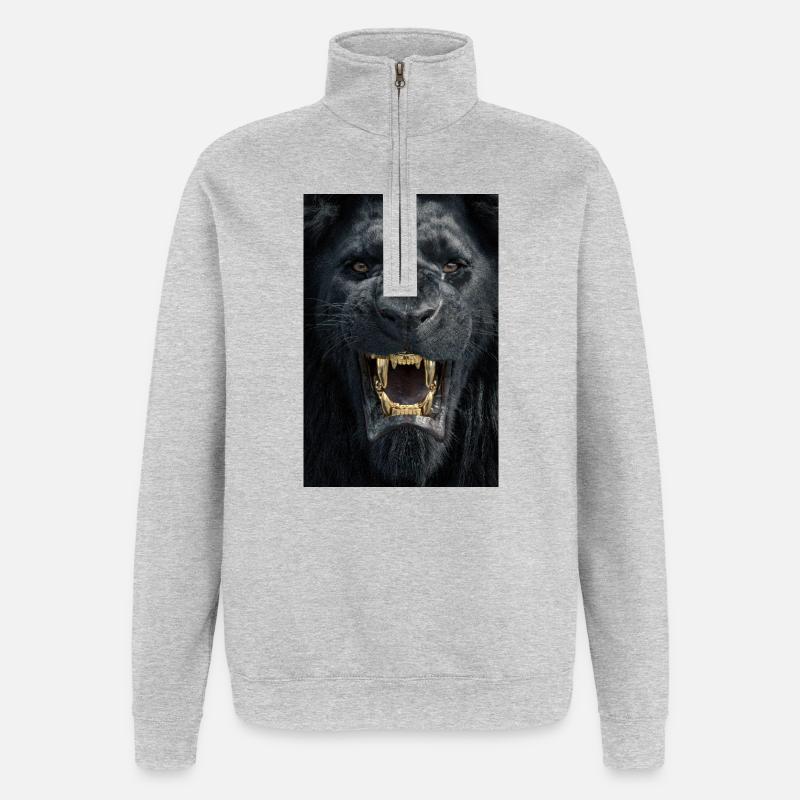 Beast Gold Grin - Sweatshirt med 1/4 lynlås - grå meleret
