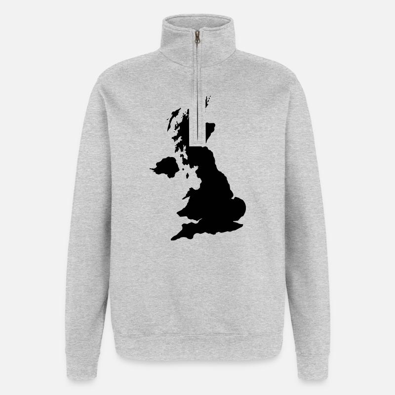 Angleterre - Sweat à zip 1/4 - gris chiné